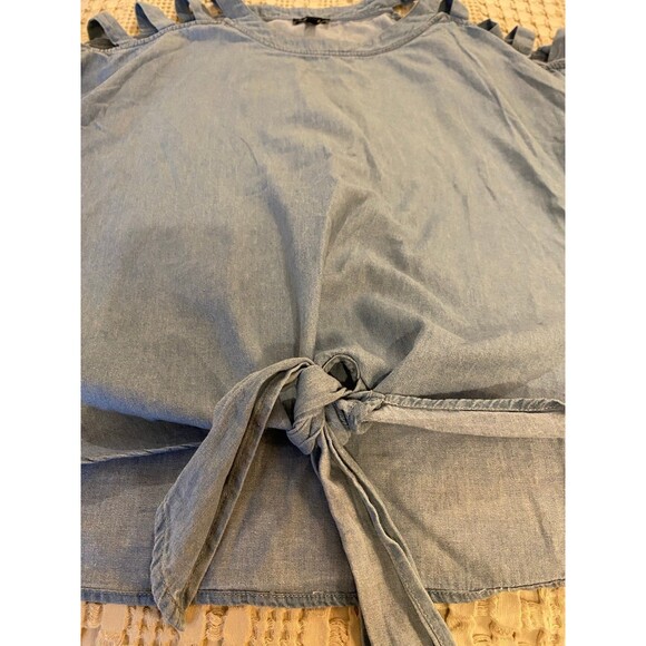 A.U.W. Blouse Chambray Denim Top Women’s Plus Size 1X Short Sleeve Casual - Picture 6 of 10